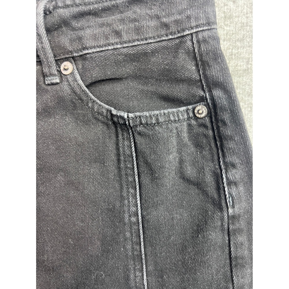 American Eagle HI Rise A Line Black Denim Button Front Mini Skirt Size 00 - Picture 4 of 11
